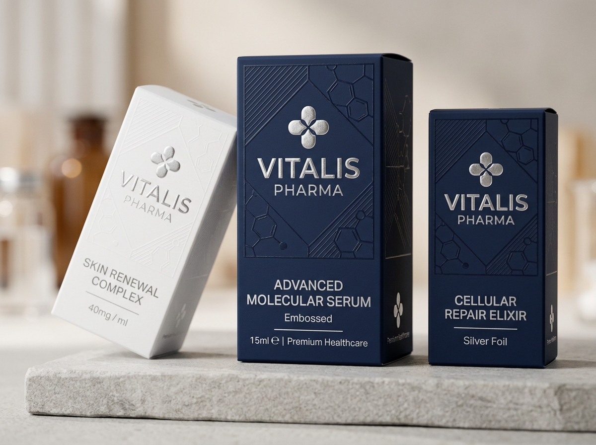 Estuches farmacéuticos premium con stamping y relieve